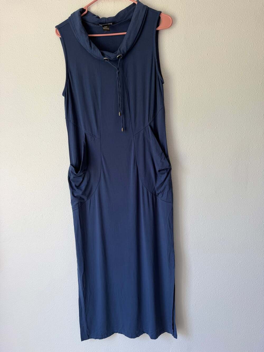 Michael Tyler Blue Collared Drawstring Sleeveless Sport Dress with Pockets S P